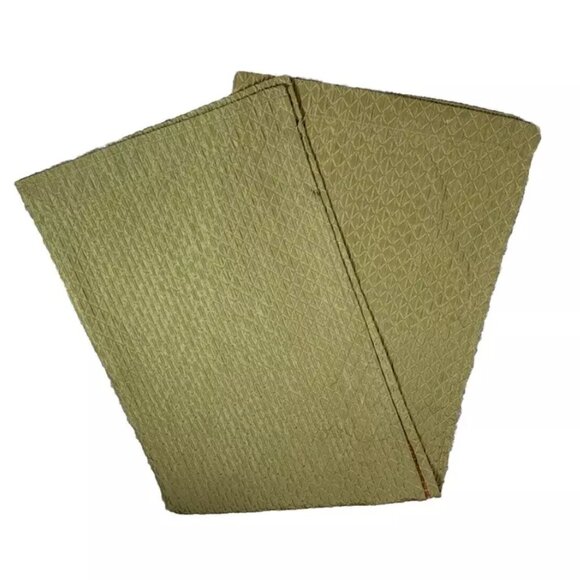 2 Designer Drapes in Green & Gold Faux Silk Quilted Panels Curtains Diamond Pair - Picture 5 of 6